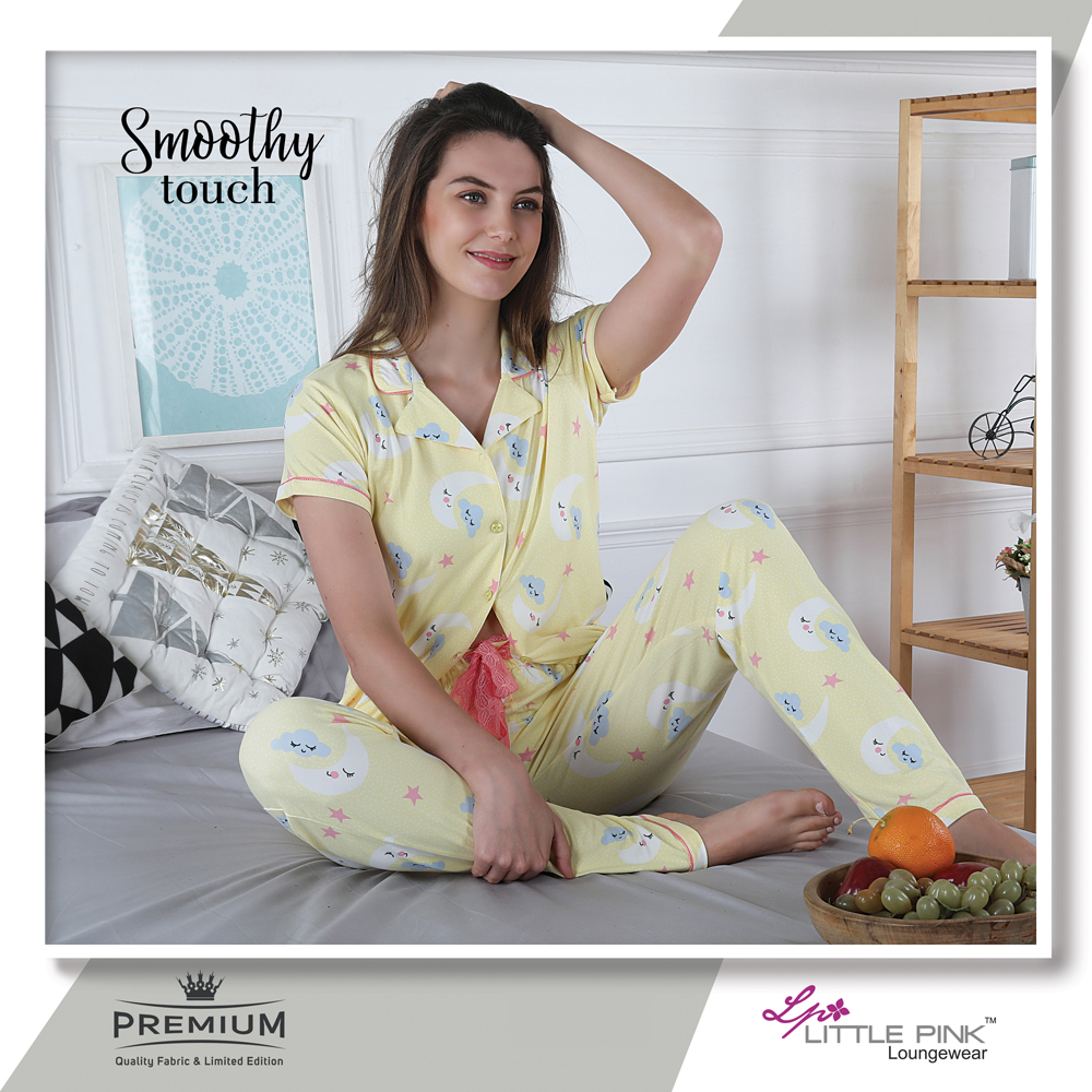 7110-A Little Pink (Soft-Lemon) Shirt & Pajama Set