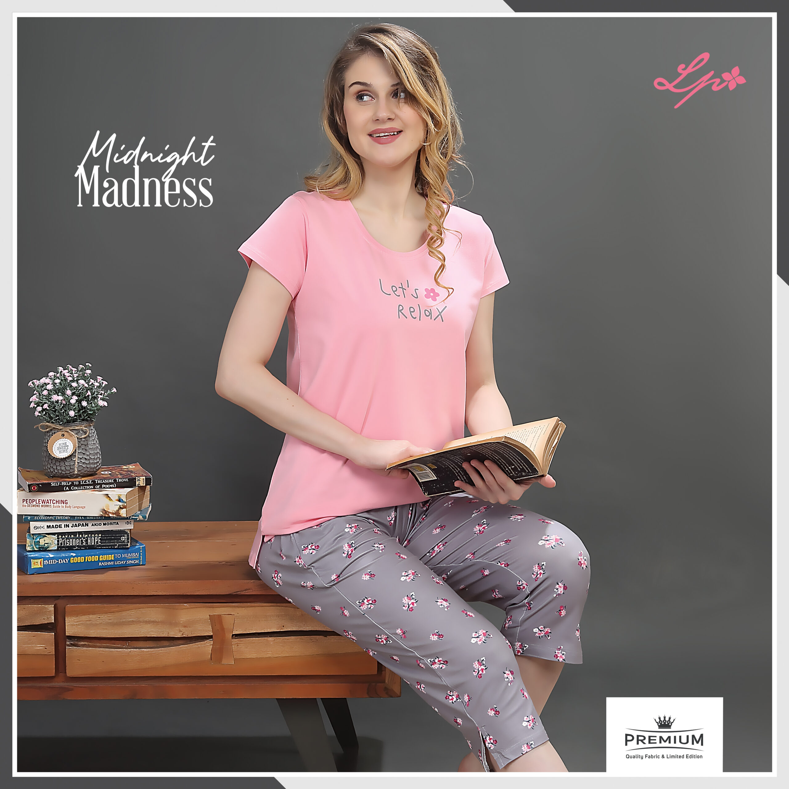 8026-A Little Pink Solid Crepe Pink T-Shirt with Printed Capri Set. –  Littlepink