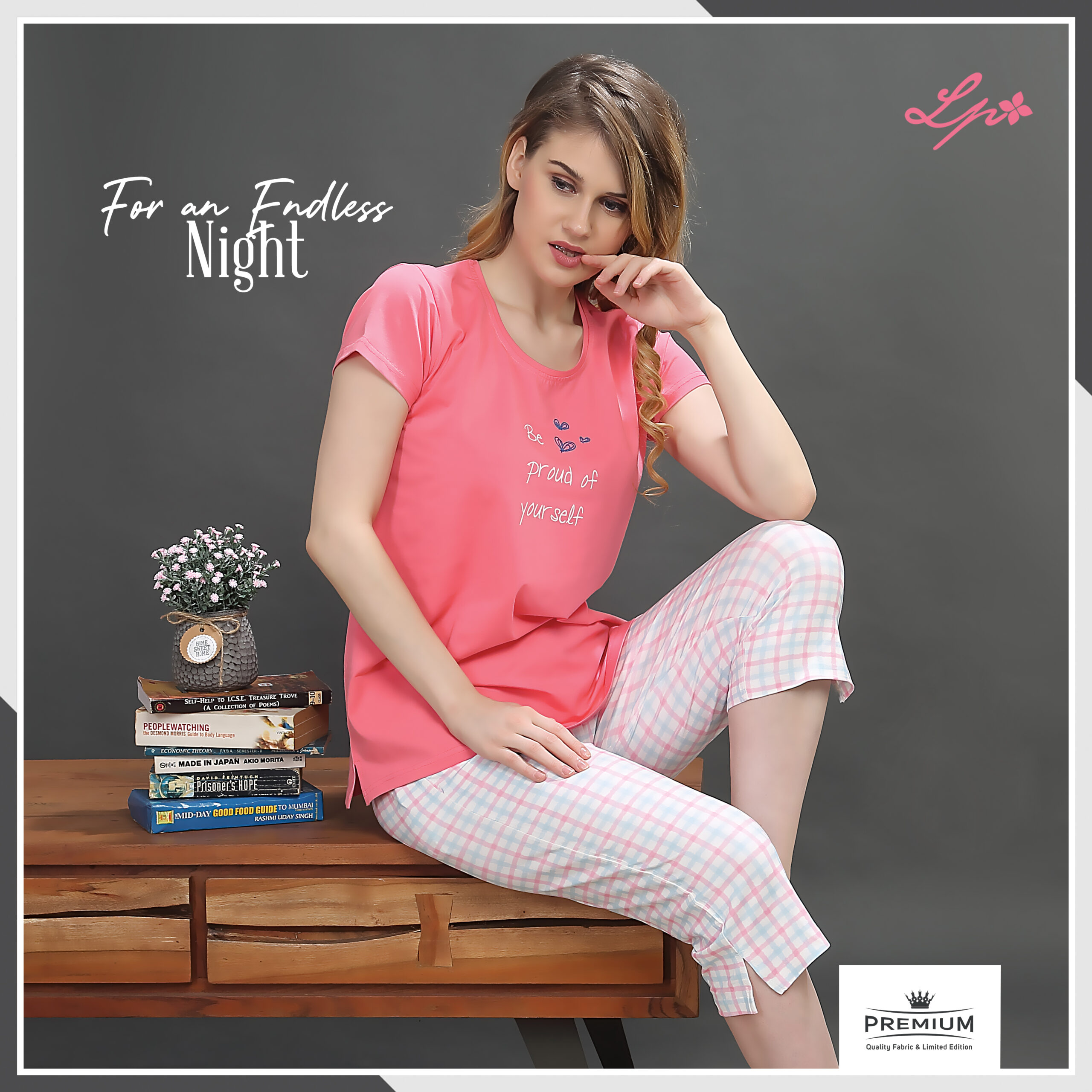 8027-A Little Pink Solid Light Choral T-Shirt with Capri Set.