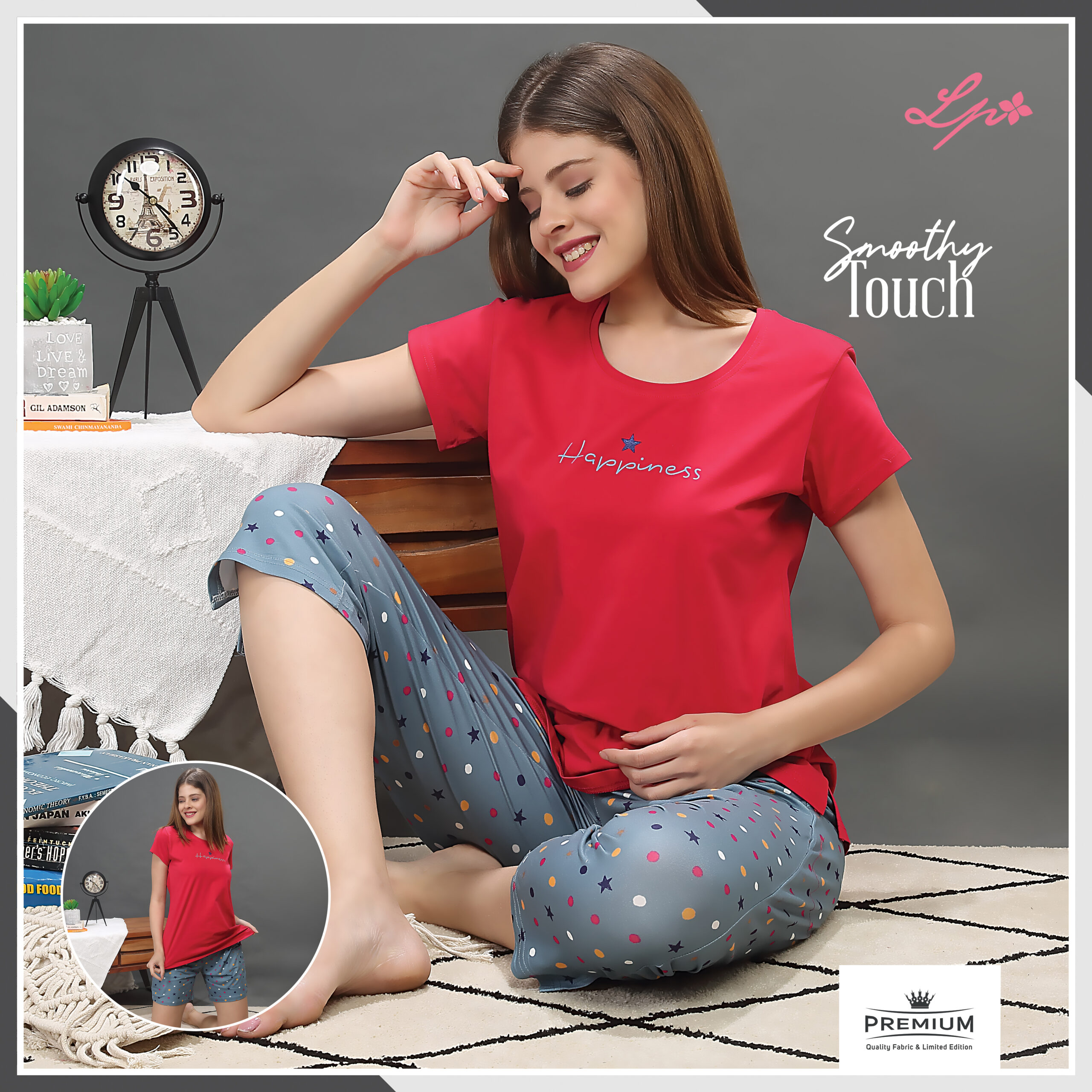 8042-A Little Pink Solid Rasberry Red R/N T-Shirt with Capri Set.